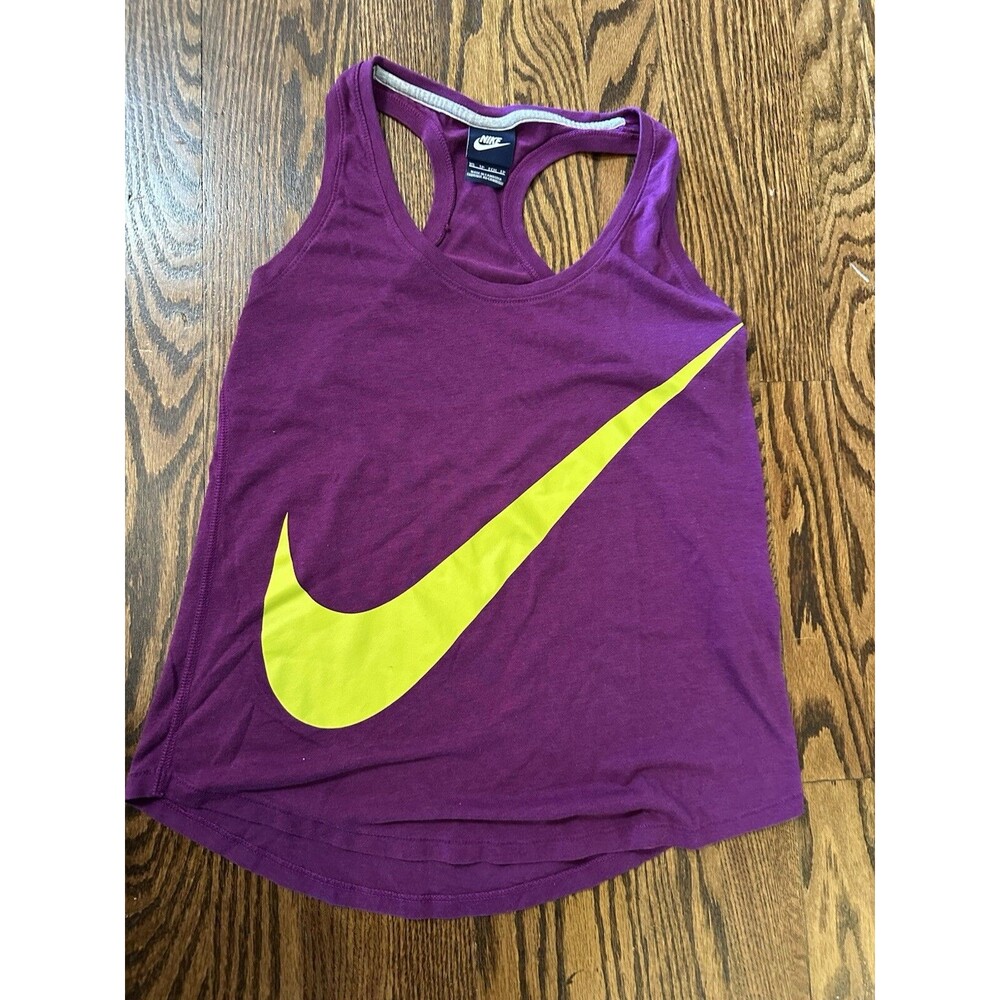 NIKE Size XS Womens Cotton Blend Scoop Neck Athletic Racer Back Top Purple EUC
